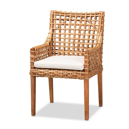 Baxton Studio Saoka Modern and Contemporary Natural Brown Finished Wood and Rattan Armchair 185-11867-Zoro